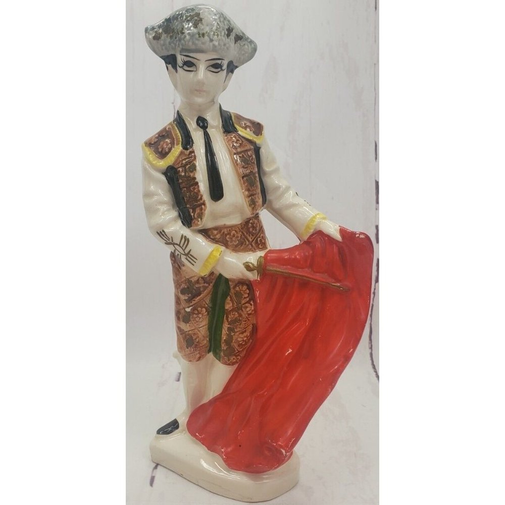 Vintage Ceramic Bull Fighting Matador 10.5" Tall Japan Fighter
